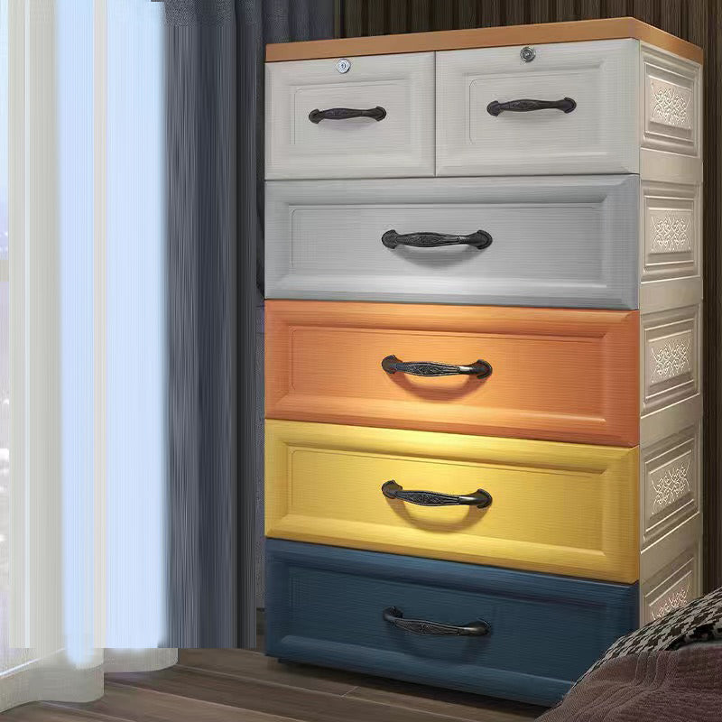 Modern Chest Kids Nightstand Plastic Nursery Dresser with 5/6/10 Drawers