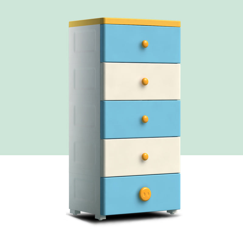 Scandinavian Kids Nightstand Plastic Nursery Dresser with 5 Drawers , 14.82 Inch W