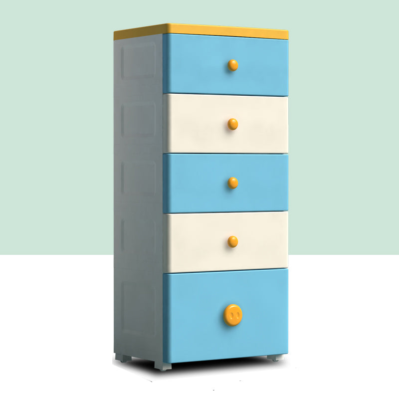 Scandinavian Kids Nightstand Plastic Nursery Dresser with 5 Drawers , 14.82 Inch W