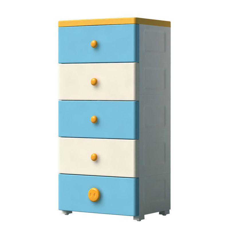 Scandinavian Kids Nightstand Plastic Nursery Dresser with 5 Drawers , 14.82 Inch W