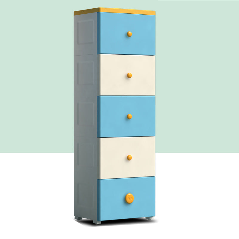 Scandinavian Kids Nightstand Plastic Nursery Dresser with 5 Drawers , 14.82 Inch W