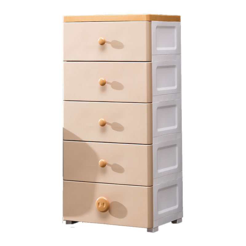 Scandinavian Kids Nightstand Plastic Nursery Dresser with 5 Drawers , 11.7 Inch W