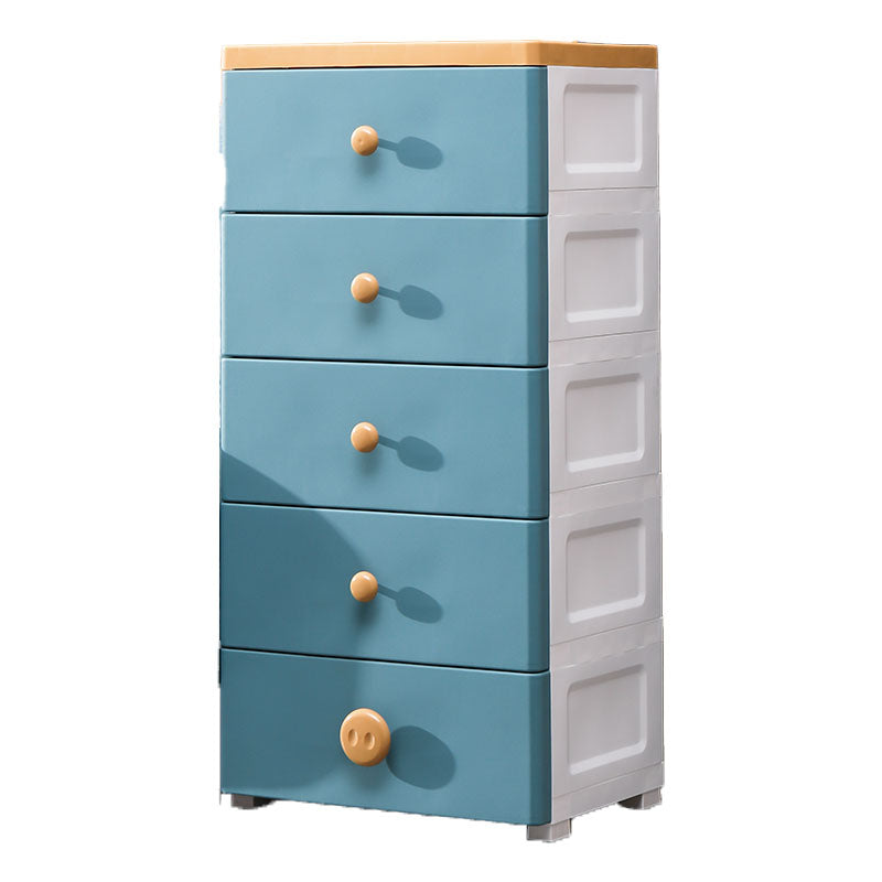 Scandinavian Kids Nightstand Plastic Nursery Dresser with 5 Drawers , 11.7 Inch W