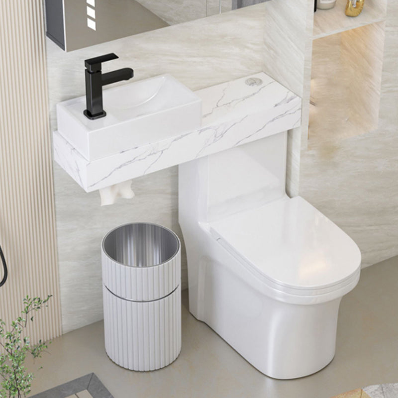 Contemporary Ceramic Flush Toilet Floor Mounted Urine Toilet with Seat for Washroom