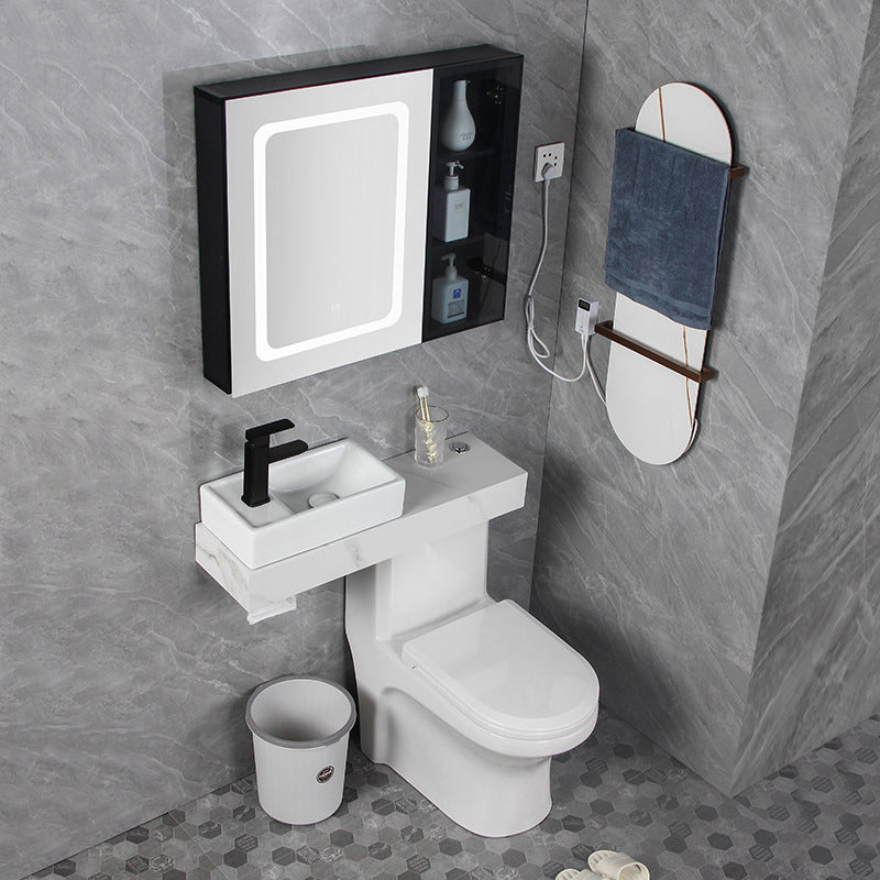 Contemporary Ceramic Flush Toilet Floor Mounted Urine Toilet with Seat for Washroom