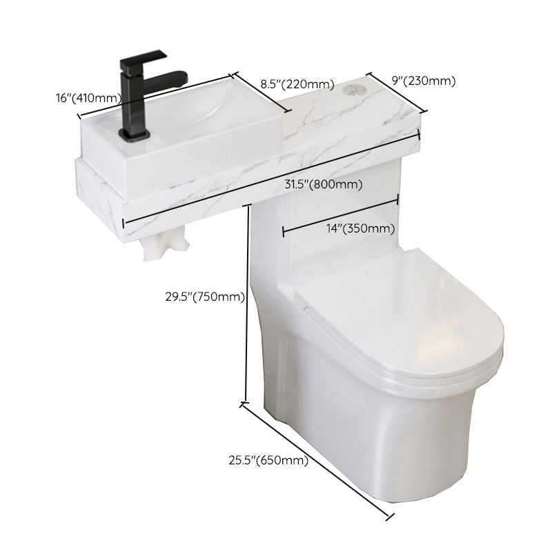 Contemporary Ceramic Flush Toilet Floor Mounted Urine Toilet with Seat for Washroom