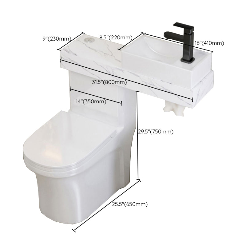 Contemporary Ceramic Flush Toilet Floor Mounted Urine Toilet with Seat for Washroom