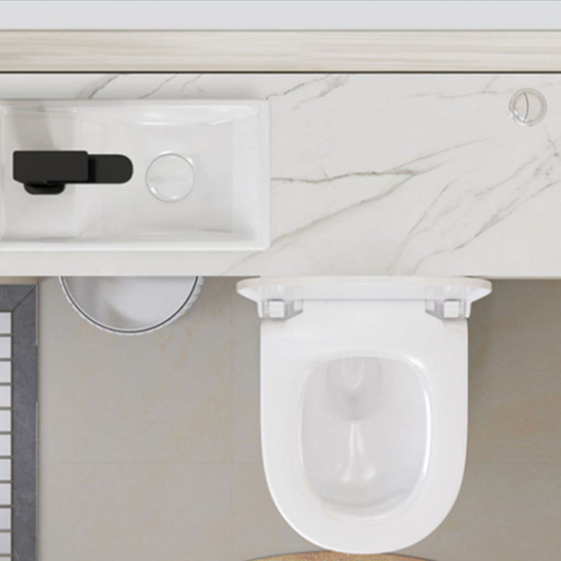 Contemporary Ceramic Flush Toilet White Floor Mounted Urine Toilet with Seat for Washroom