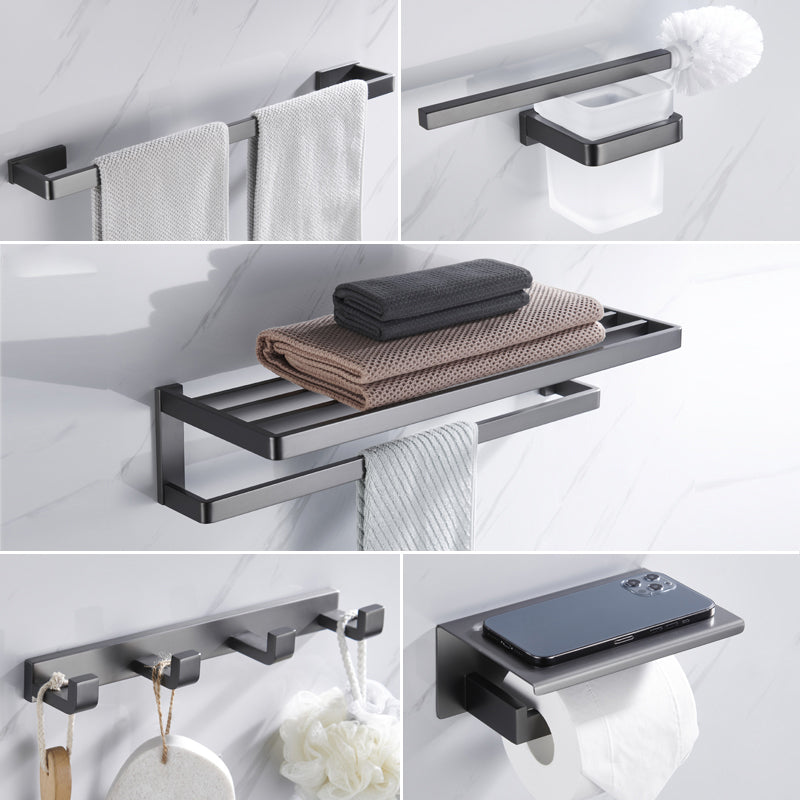 Gray 5-Piece Modern Bathroom Accessory Set in Stainless Steel