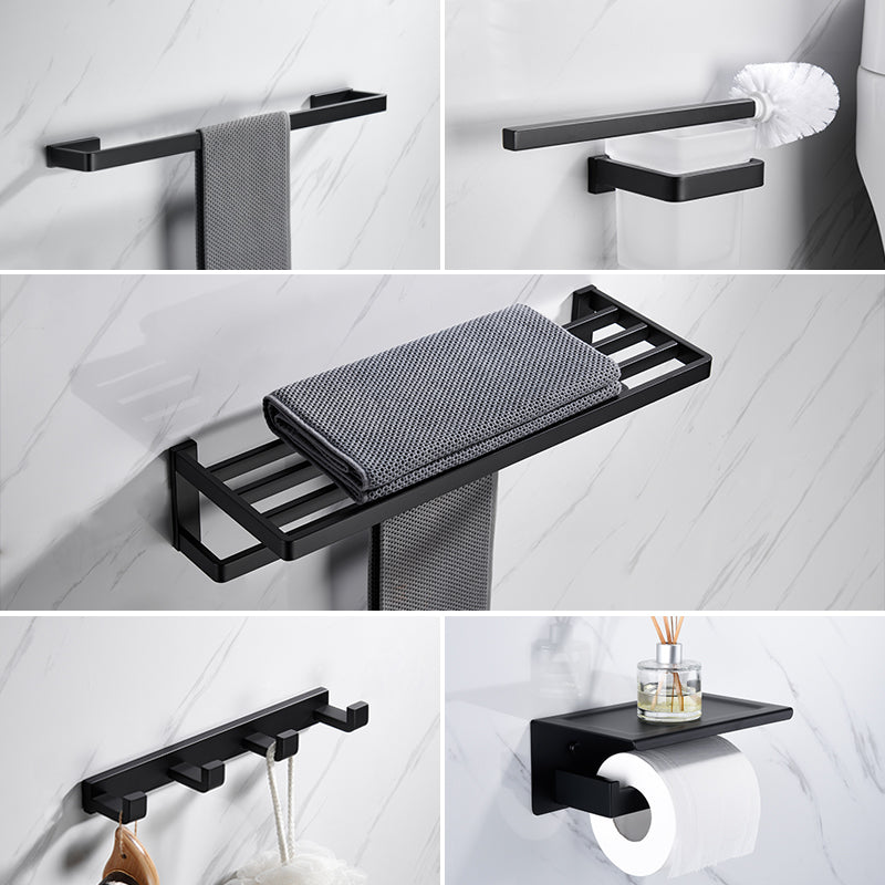 Matte Black 5-Piece Modern Bathroom Accessory as Individual or as a Set with Towel Bar