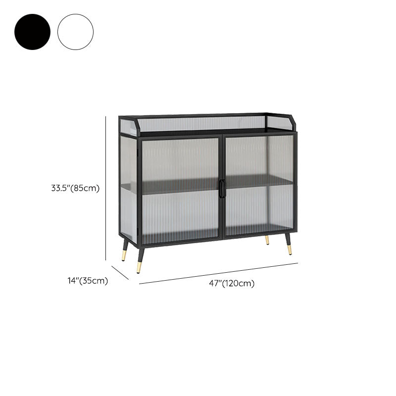 Contemporary Metal China Cabinet Glass Doors Storage Cabinet for Dining Room