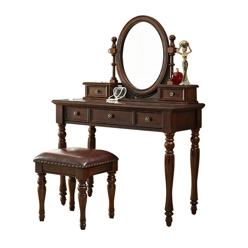 Traditional Makeup Vanity Set Wooden 5 Drawers Vanity Tables