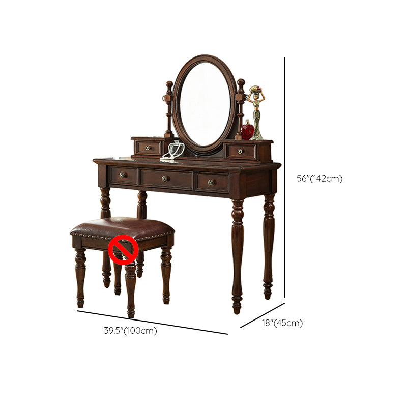 Traditional Makeup Vanity Set Wooden 5 Drawers Vanity Tables