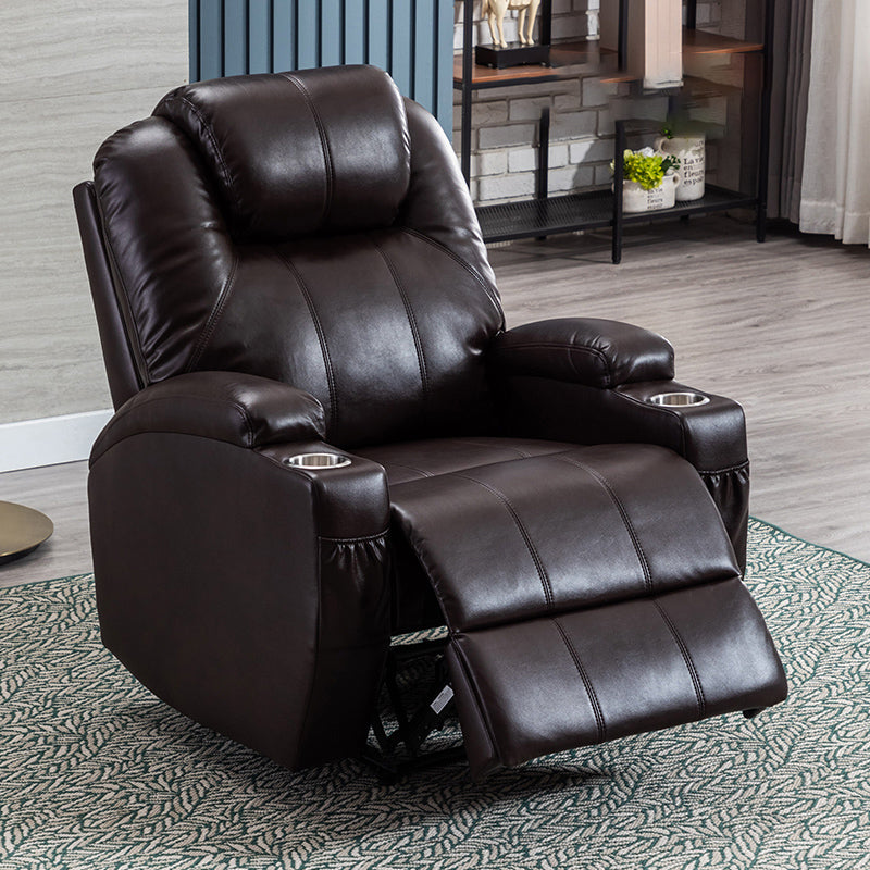 Mid-Century Modern Faux Leather Club Chair Recliner Massage Home Theater Recliner
