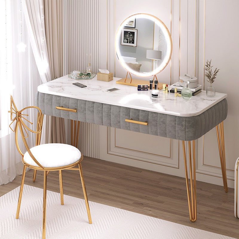 Scandinavian Faux Leather Make-up Vanity Wood Vanity Dressing Table