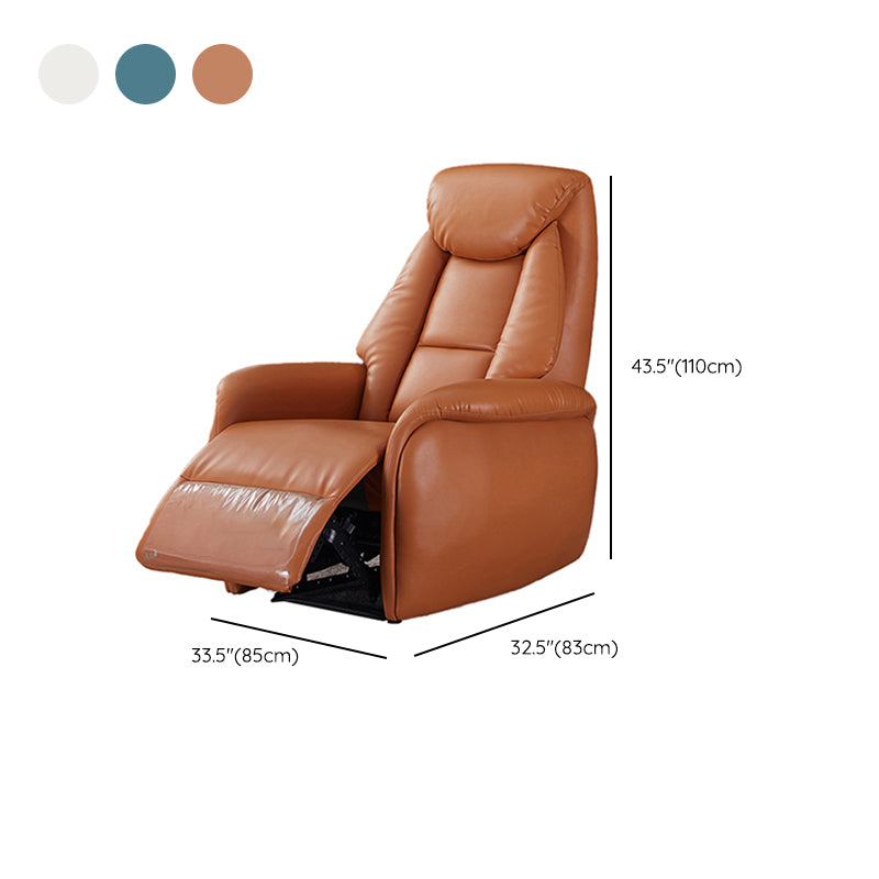 Glam Genuine Leather Recliner Chair Solid Color Standard Recliner