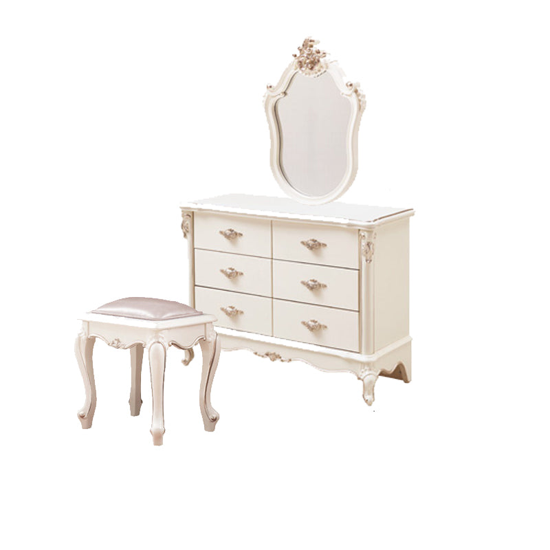 Victorian Style White Bedroom Mirror with Drawer Vanity Dressing Table