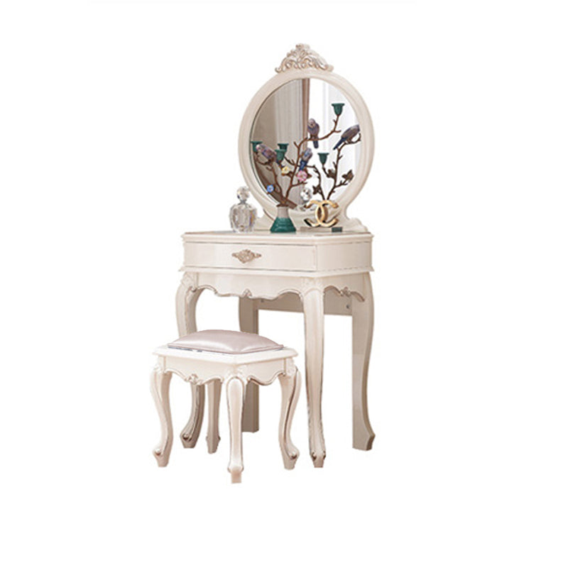 Victorian Style White Bedroom Mirror with Drawer Vanity Dressing Table