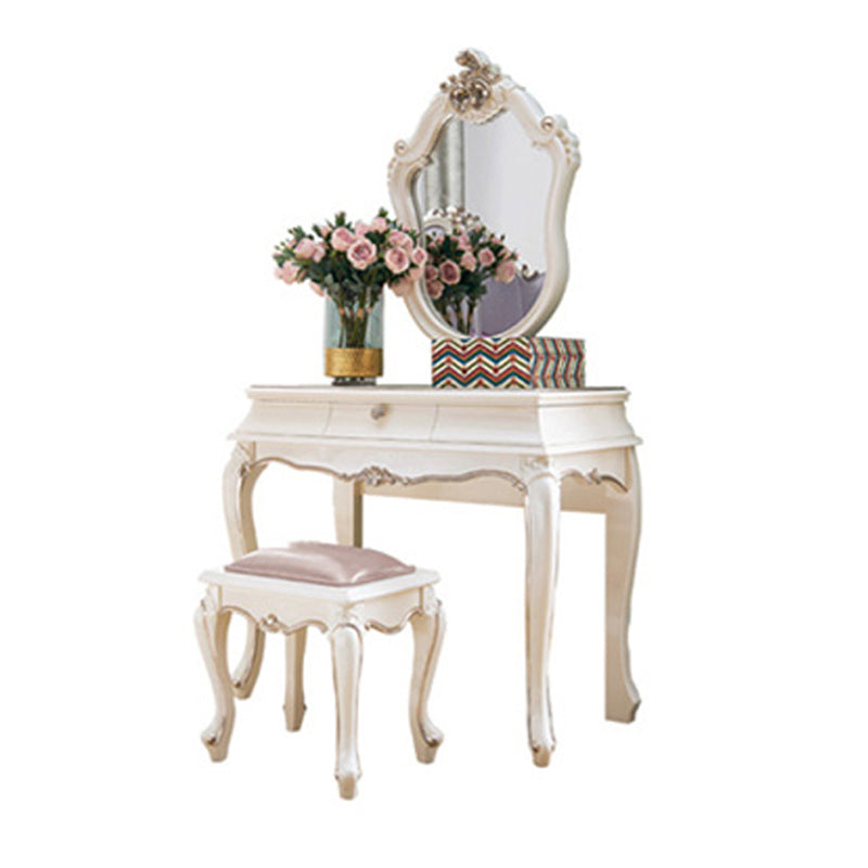 Victorian Style White Bedroom Mirror with Drawer Vanity Dressing Table