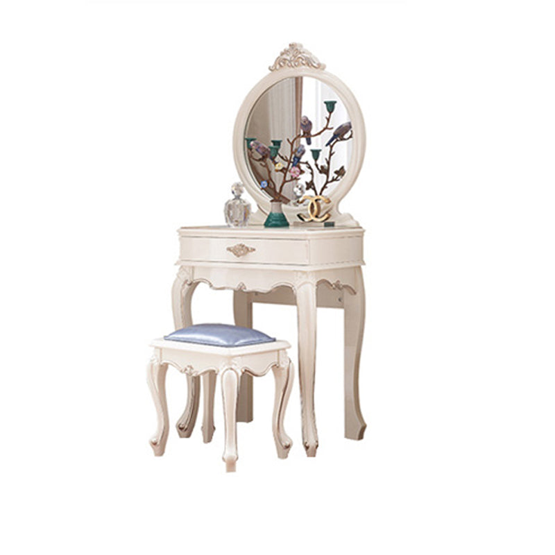 Victorian Style White Bedroom Mirror with Drawer Vanity Dressing Table