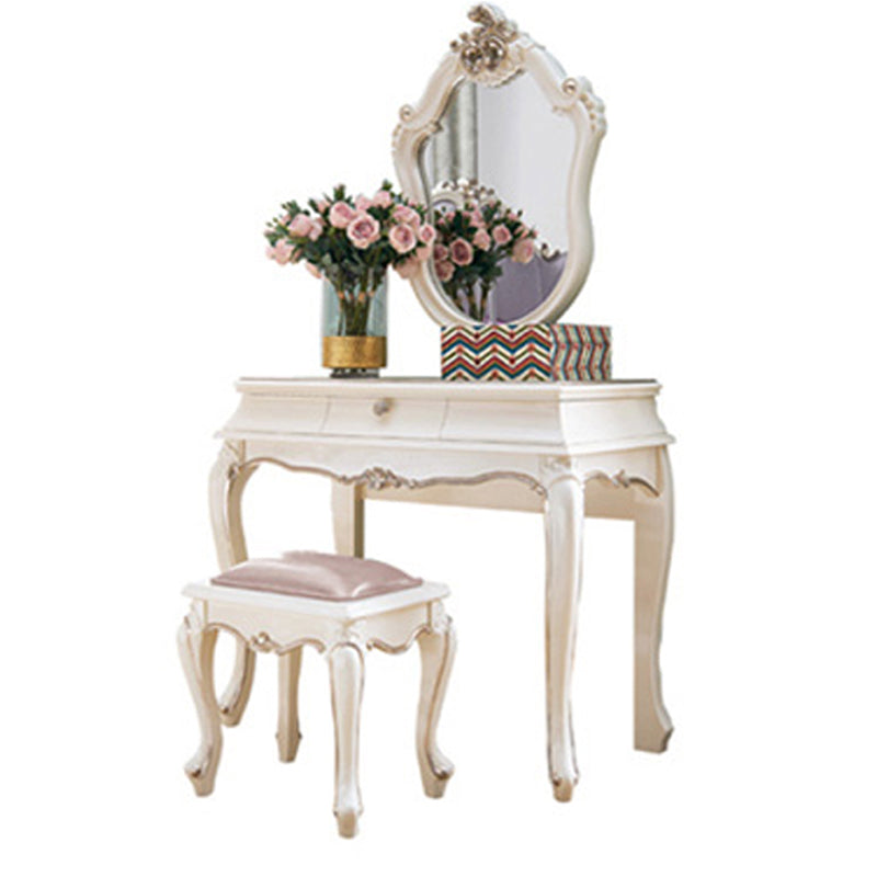 Victorian Style White Bedroom Mirror with Drawer Vanity Dressing Table