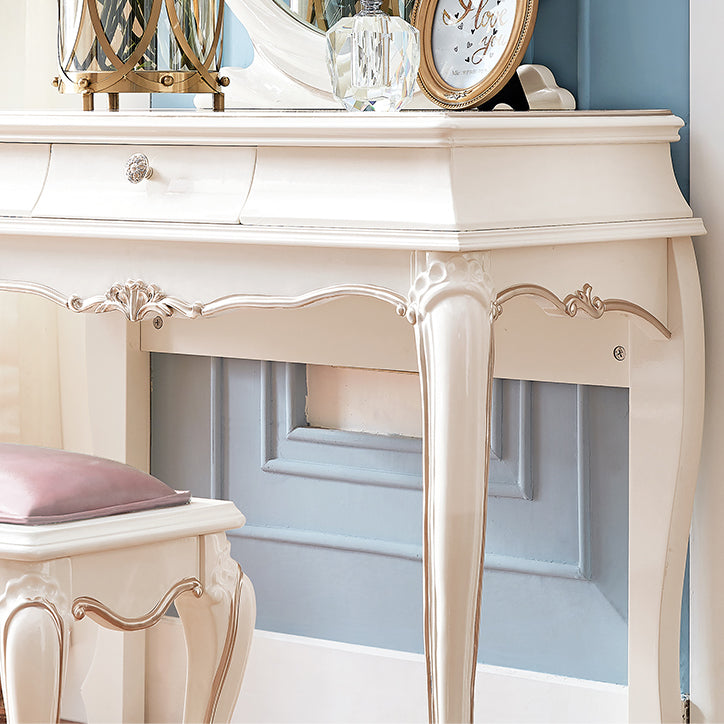 Victorian Style White Bedroom Mirror with Drawer Vanity Dressing Table