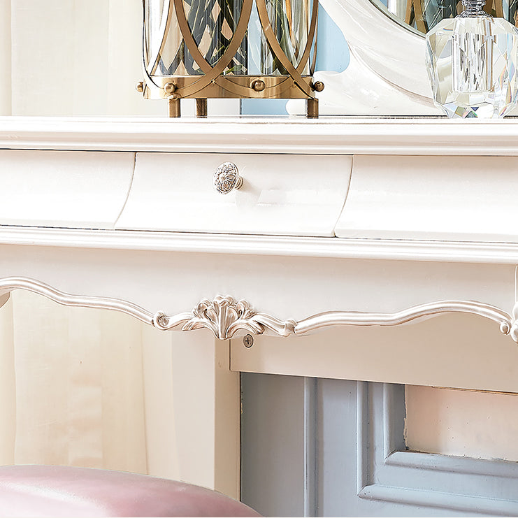 Victorian Style White Bedroom Mirror with Drawer Vanity Dressing Table