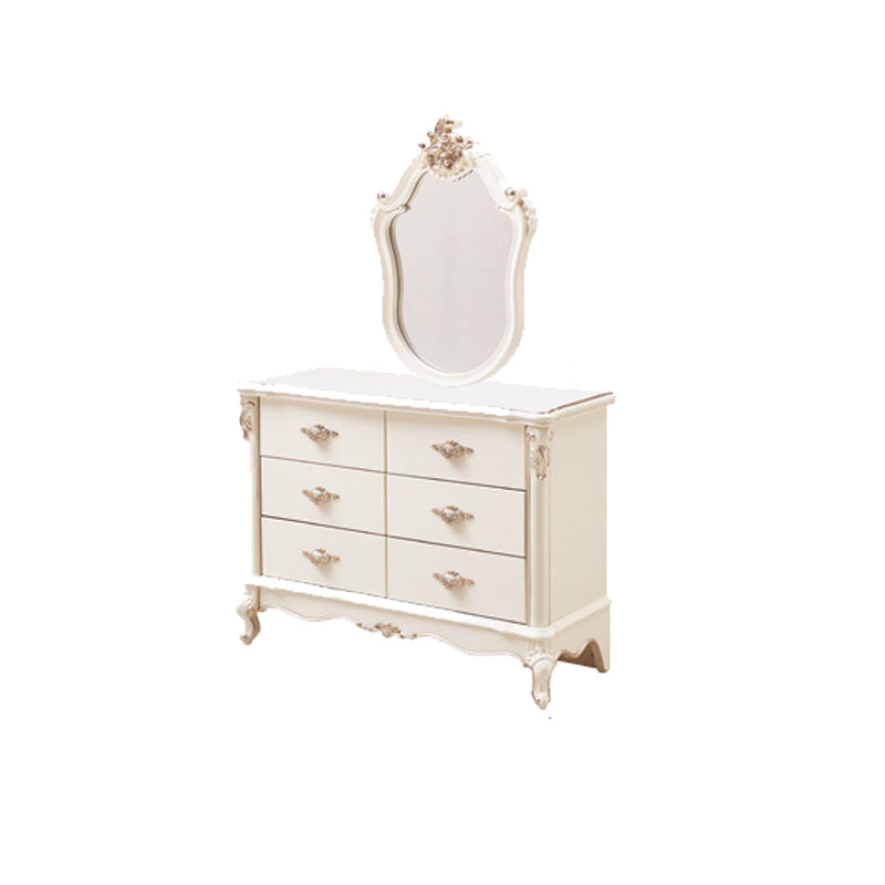 Victorian Style White Bedroom Mirror with Drawer Vanity Dressing Table