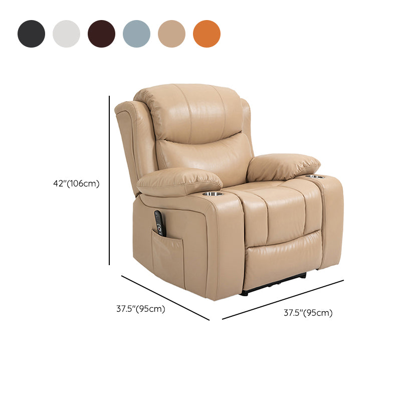 Nordic Style Faux Leather Recliner Chair Solid Color Standard Recliner