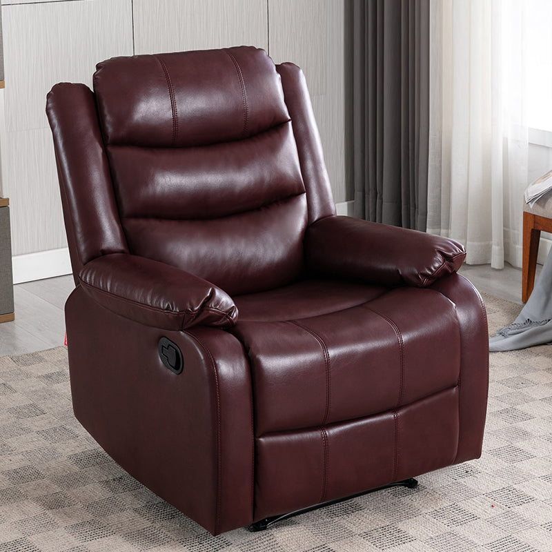 Contemporary Faux Leather Standard Recliner 33.5" Wide Pillow Top Arm Recliner