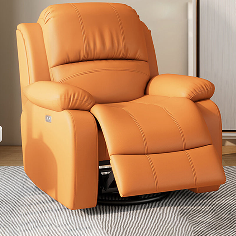 36.6" Wide Swivel Recliner Chair Faux Leather Recliner with Lumbar Support