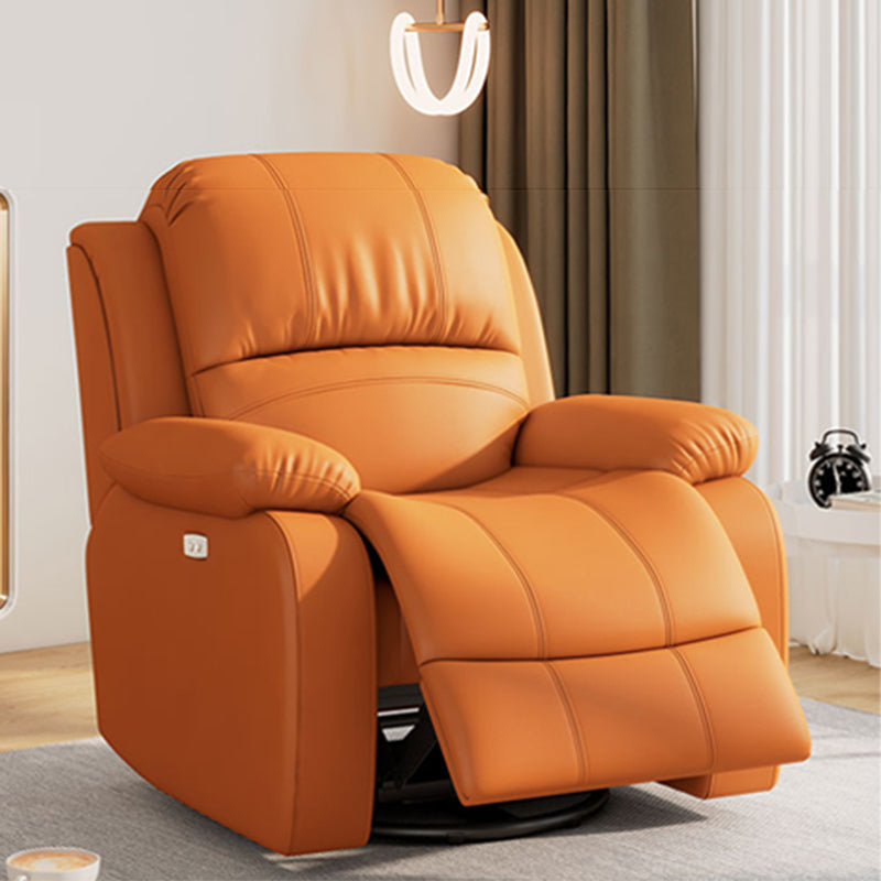 36.6" Wide Swivel Recliner Chair Faux Leather Recliner with Lumbar Support