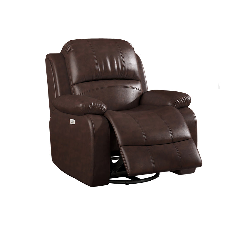 36.6" Wide Swivel Recliner Chair Faux Leather Recliner with Lumbar Support