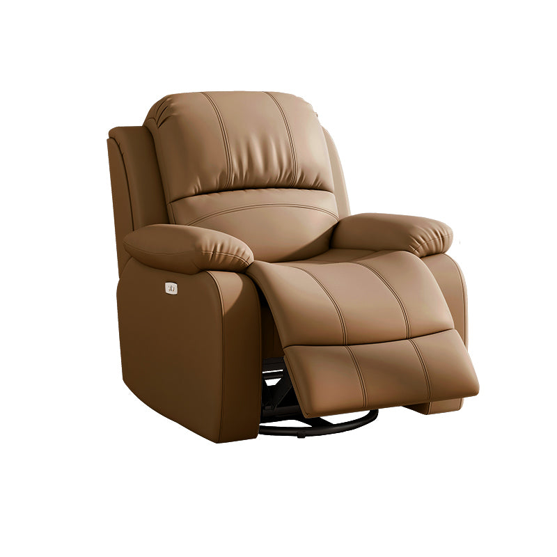 36.6" Wide Swivel Recliner Chair Faux Leather Recliner with Lumbar Support