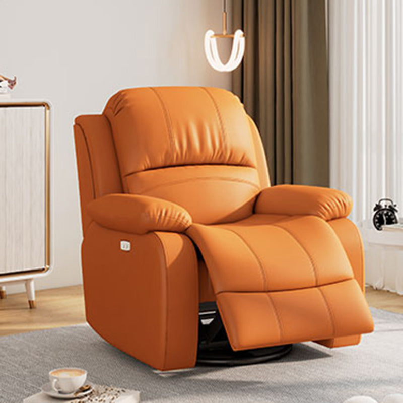 36.6" Wide Swivel Recliner Chair Faux Leather Recliner with Lumbar Support