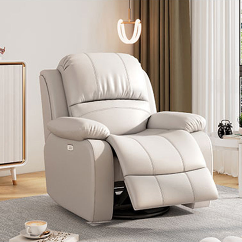 36.6" Wide Swivel Recliner Chair Faux Leather Recliner with Lumbar Support