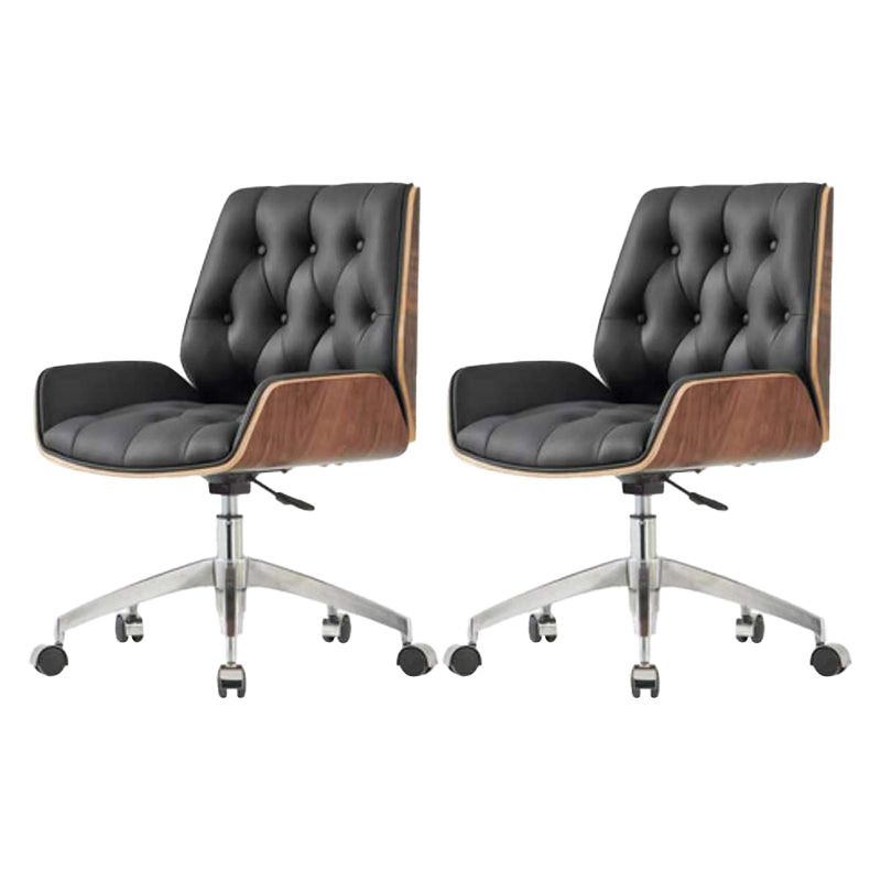 Armless Desk Chair Modern No Distressing Leather Ergonomic Office Chair with Wheels