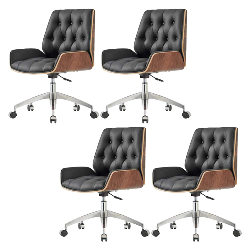 Armless Desk Chair Modern No Distressing Leather Ergonomic Office Chair with Wheels