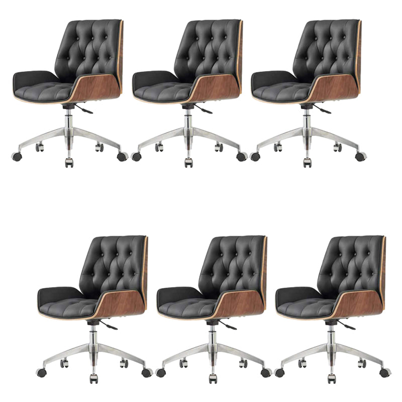 Armless Desk Chair Modern No Distressing Leather Ergonomic Office Chair with Wheels