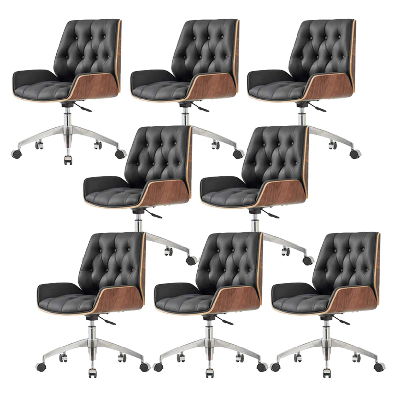 Armless Desk Chair Modern No Distressing Leather Ergonomic Office Chair with Wheels