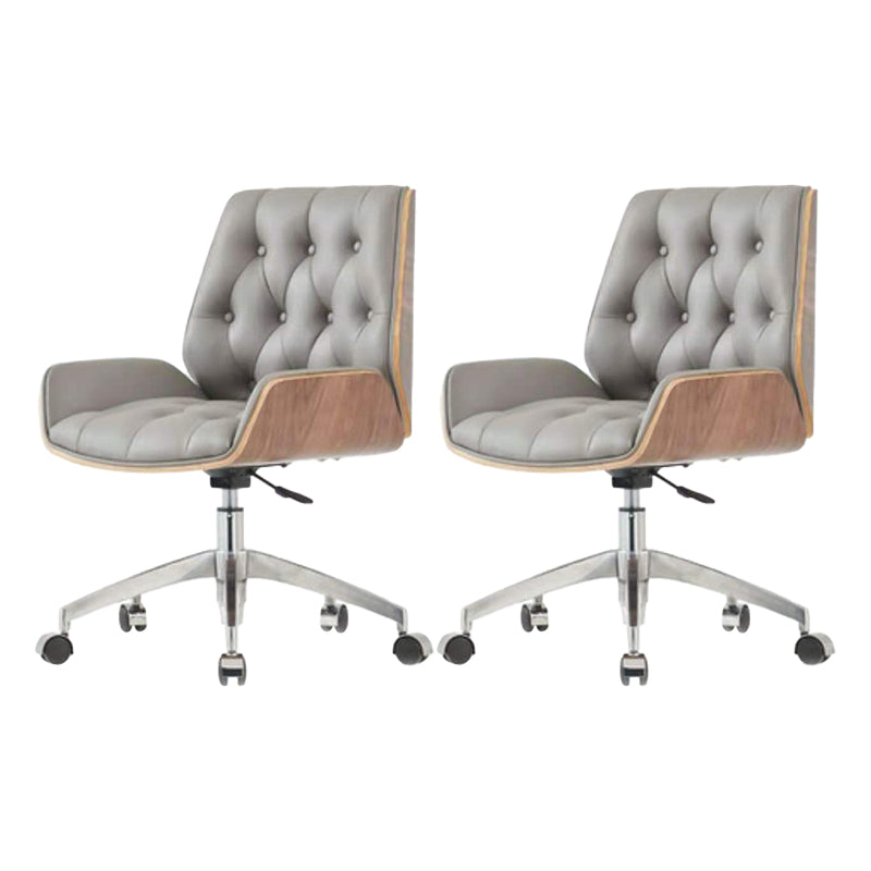 Armless Desk Chair Modern No Distressing Leather Ergonomic Office Chair with Wheels