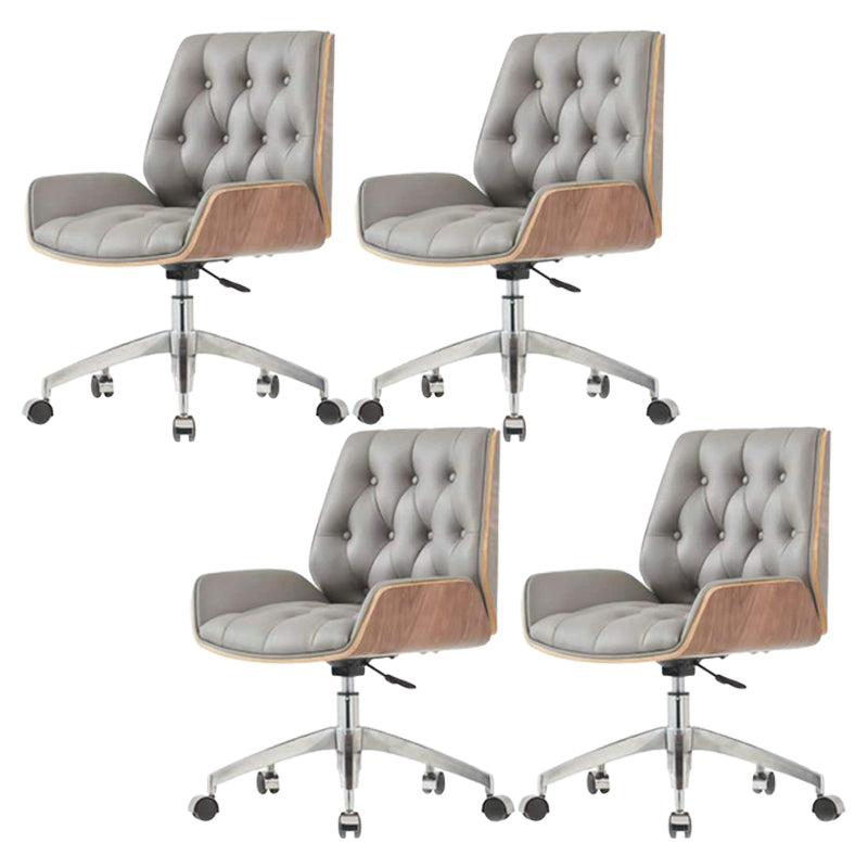 Armless Desk Chair Modern No Distressing Leather Ergonomic Office Chair with Wheels