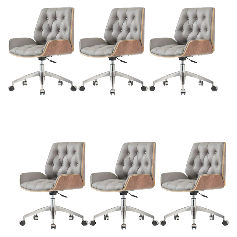 Armless Desk Chair Modern No Distressing Leather Ergonomic Office Chair with Wheels