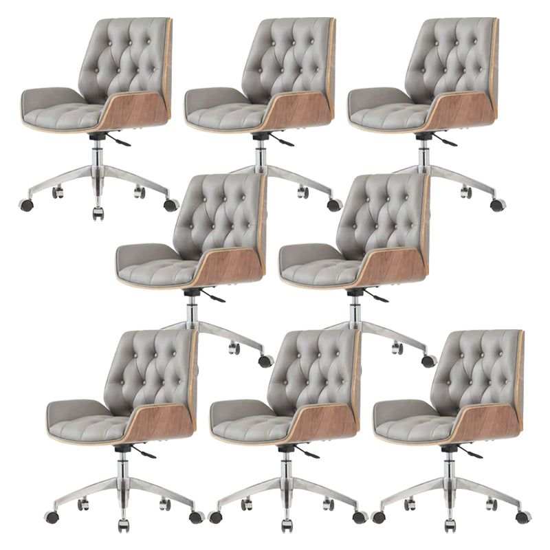 Armless Desk Chair Modern No Distressing Leather Ergonomic Office Chair with Wheels