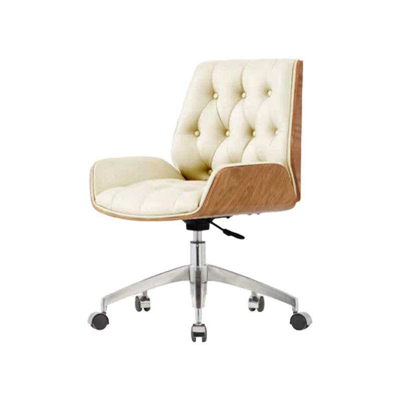 Armless Desk Chair Modern No Distressing Leather Ergonomic Office Chair with Wheels