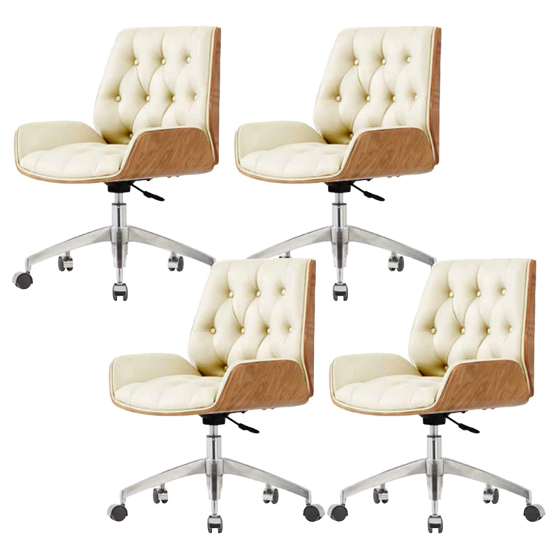 Armless Desk Chair Modern No Distressing Leather Ergonomic Office Chair with Wheels