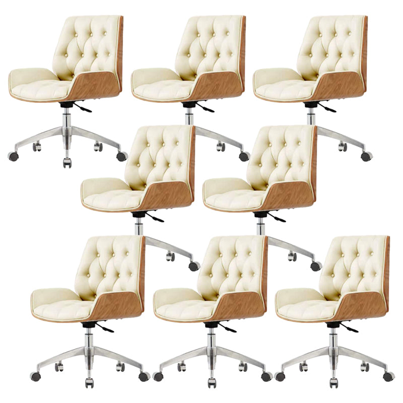 Armless Desk Chair Modern No Distressing Leather Ergonomic Office Chair with Wheels