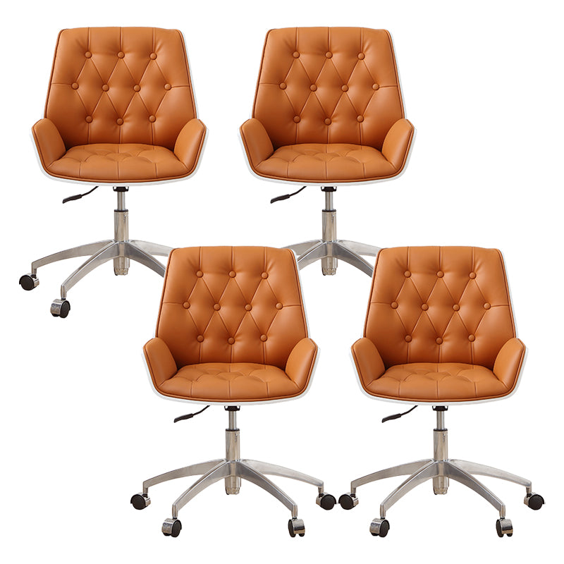 Armless Desk Chair Modern No Distressing Leather Ergonomic Office Chair with Wheels