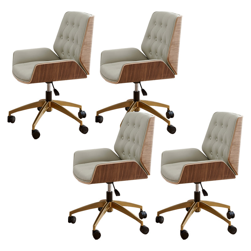 Armless Desk Chair Modern No Distressing Leather Ergonomic Office Chair with Wheels