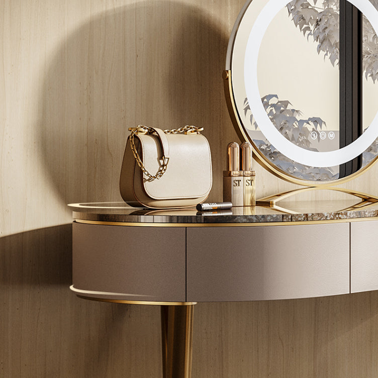 Glam Make-up Vanity Metal Bedroom Lighted Mirror 3 Drawer Dressing Table
